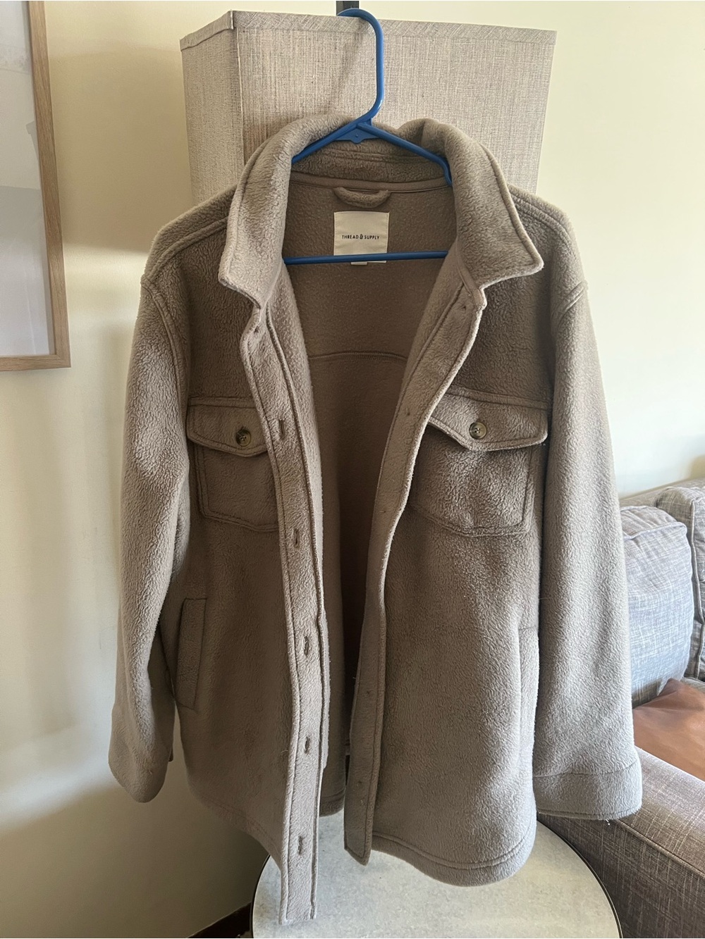 Thread & Supply Taupe Fleece Shacket Jacket